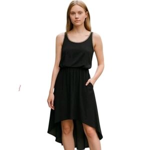 ISSI Black Scoop Neck Sleeveless High Low Length Cocktail Party Dress Size M NWT